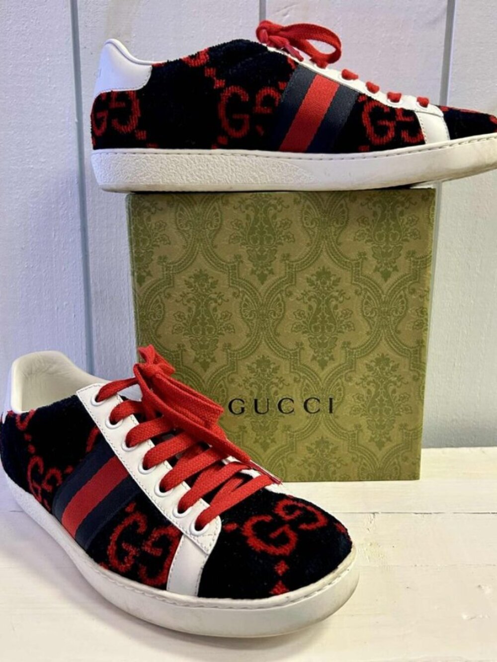Gucci Ace Velvet GG Sneakers - Size 36.5